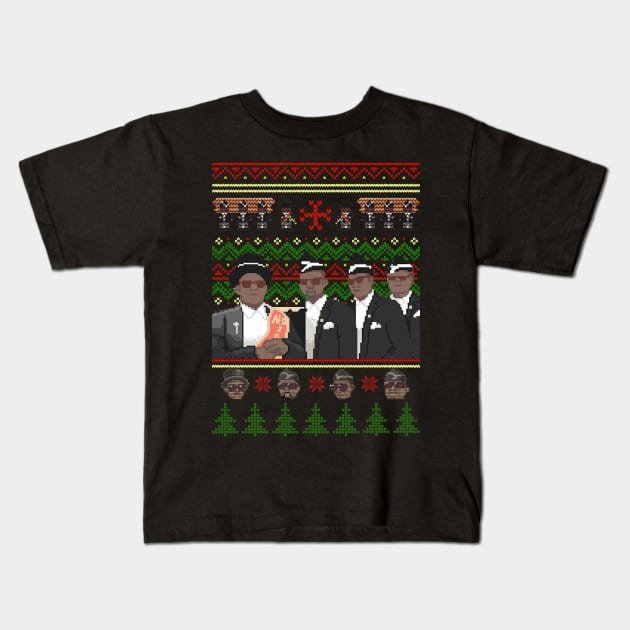 Coffin Dance Xmas Ugly Sweater Kids T-Shirt by Polomaker